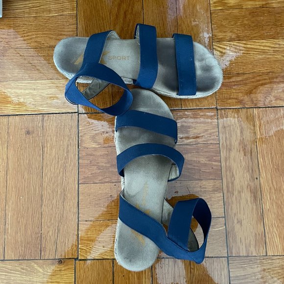 Anne Klein Sport Navy Blue Flatform Sandals - Picture 1 of 2